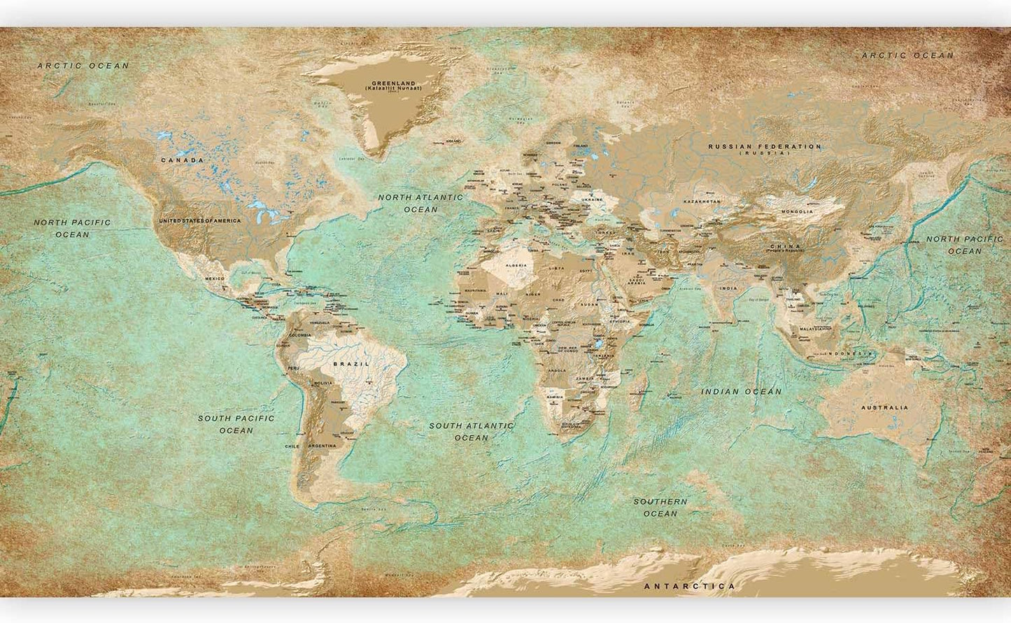 artgeist Premium Wall Mural World Map 197x110 in - Non-Woven Wallpaper Fleece Wall Decor Photo Print Picture Image Design k-A-0105-x-a