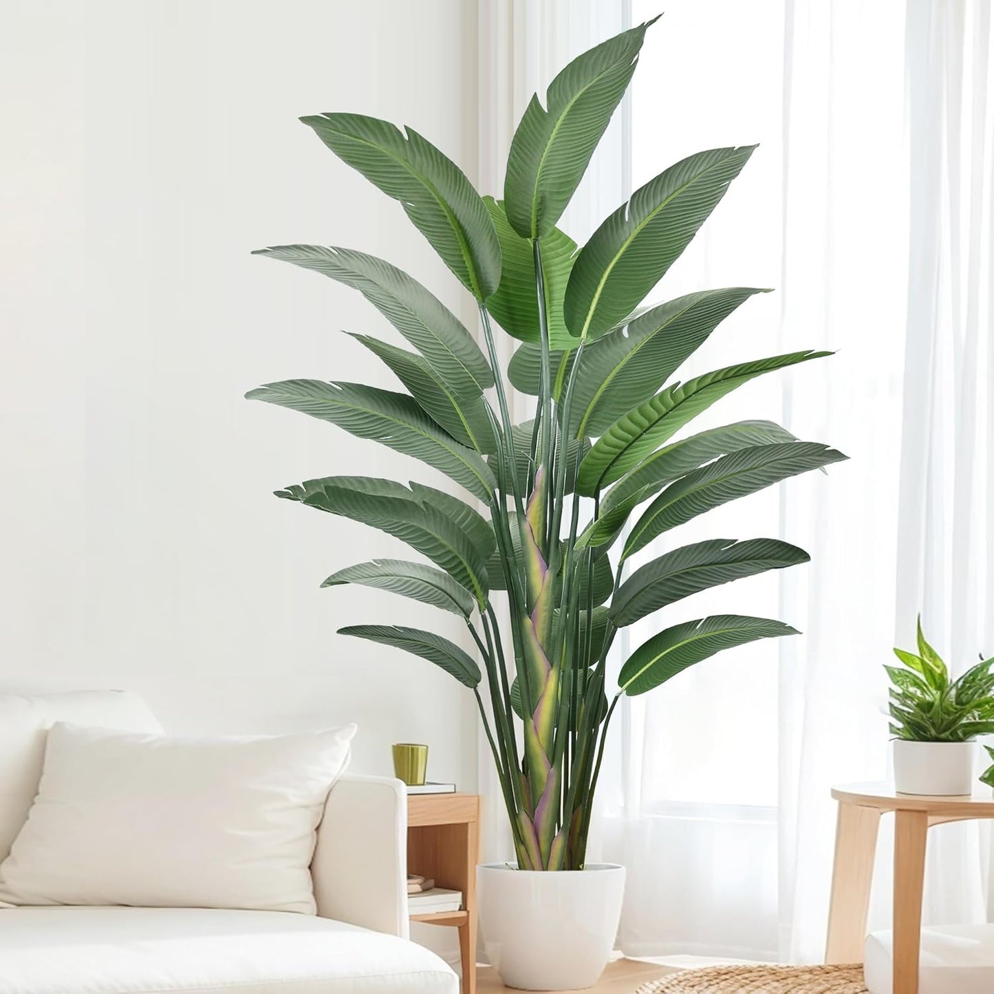 9FT Artificial Bird of Paradise Tree(108in) Tall Faux Plant with Large Trunks and Realistic 25 Leaves, Fake Tropical Floor Potted Artificial Plants for Home Office Indoor Decor (9feet,1Pack)