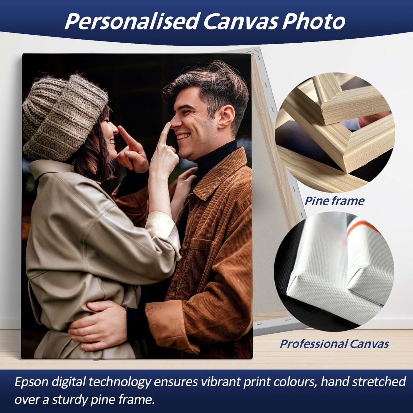 AIRUIXIO Custom Canvas Prints with Frame | Personalized Photo Canvas for Christmas Gifts | Ideal Family & Pet Wall Art Decor | Custom Canvas Wall Art 11x14Inch