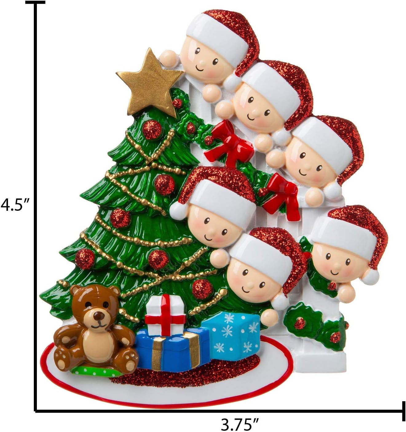 3D Peeking Family of 6 Ornament 2025 Personalized Family Christmas Ornaments 2025 | Staircase Personalized Tree Ornaments for Grandchildren, Siblings & Grandkids Xmas Tree with Gifts of Six Ornament