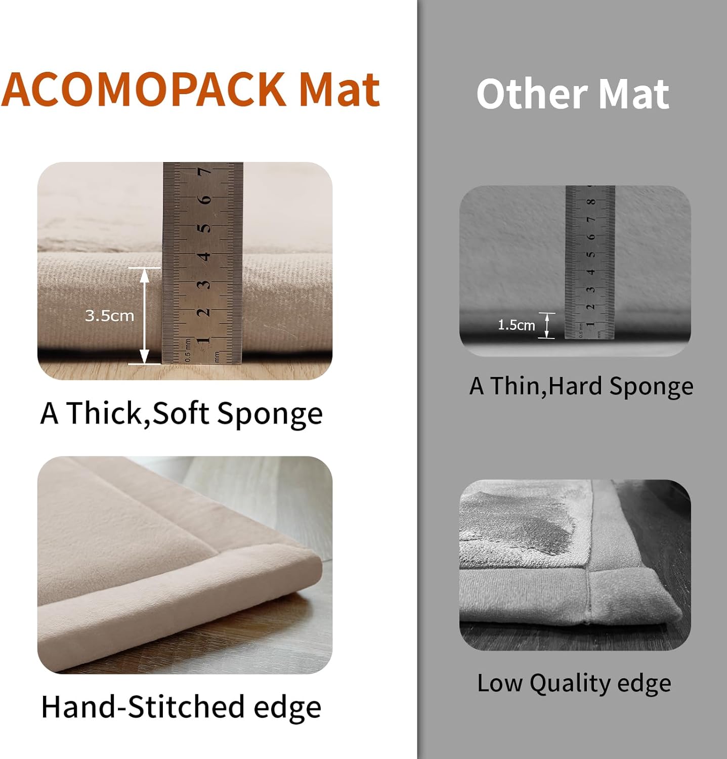 ACOMOPACK Baby Play Mat for Floor,1.3" Thick Memory Foam Area Rug for Living Room,Soft Velvet Crawling with Non-Slip Bottom for Kid,Toddler,39"×59" Tummy Time Nursery Rugs,Yoga（Beige）