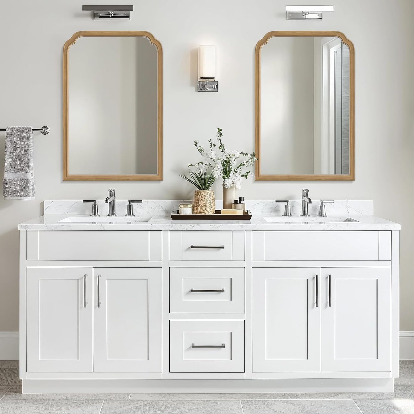 WallBeyond Wood Bathroom Mirrors for Wall Mounted, 24" x 36" Rustic Wood Frame Wall Mirrors Decorative for Living Room or Bedroom Vanity Mirror (Natural Color)