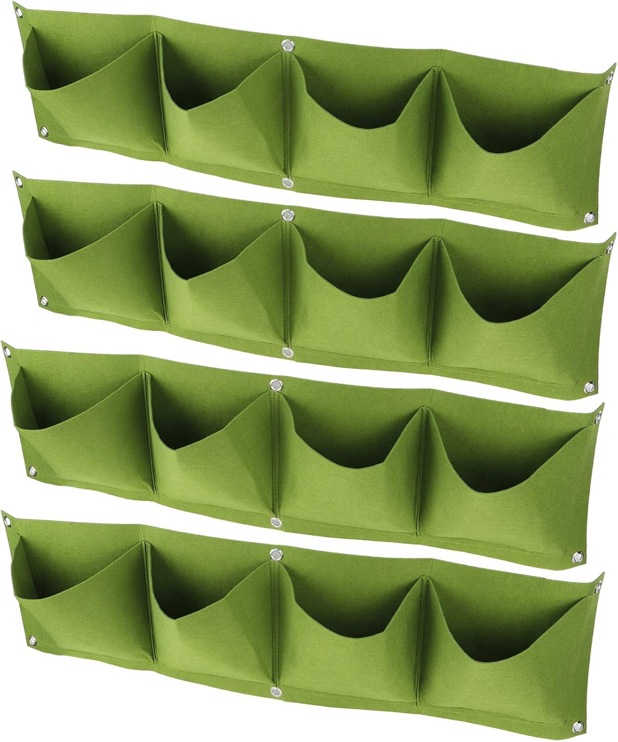 Atyhao Wall Plant Bag,4Pcs 4 Pocket Plant Grow Bag Wall Mounted Reusable Degradable Felt Garden Planter Herbs, Succulents Artificial Pl or Flowers. ()