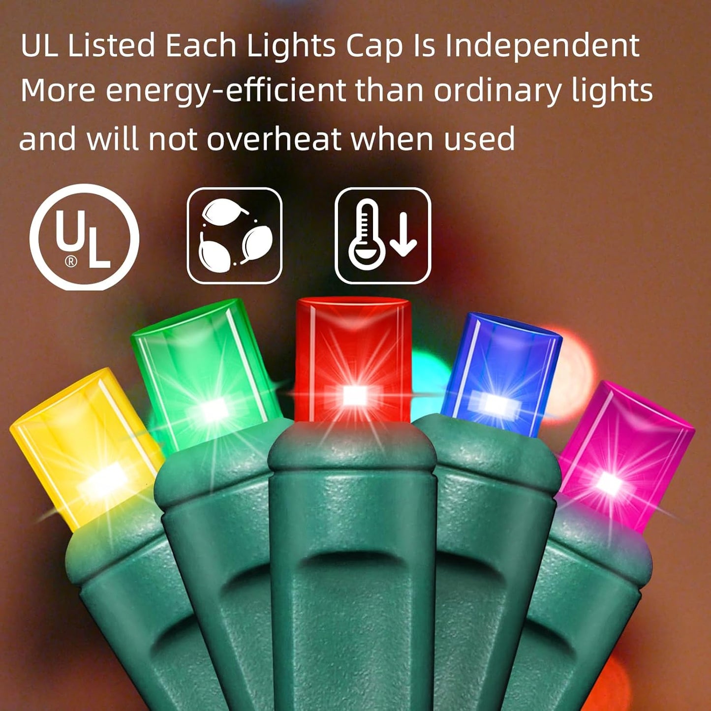 200LED (4pk of 50L) String Lights, LED Christmas Lights, 6" SPACING,Green Wire,Multicolour