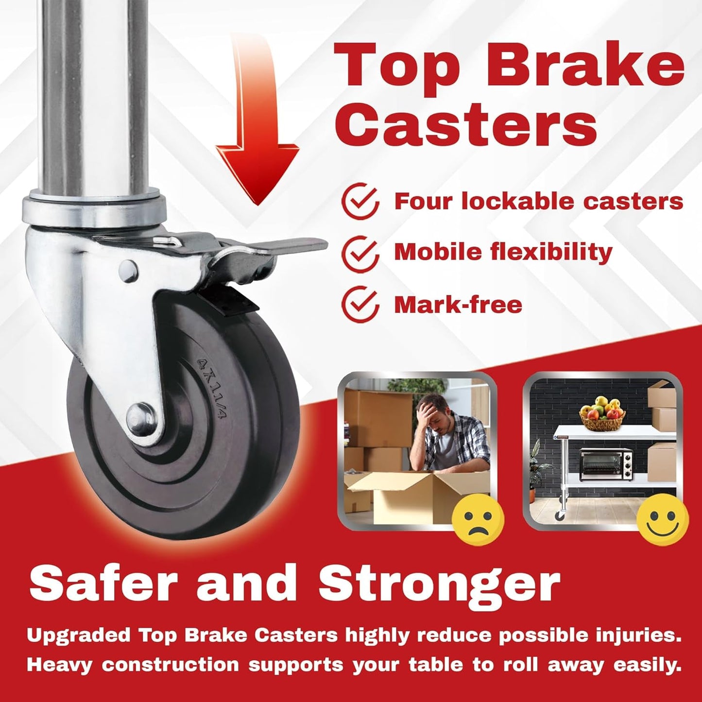 DuraSteel Stainless Steel Work Table 24" x 24" x 34" Height w/ 4 Caster Wheels - Food Prep Commercial Grade Worktable - NSF Certified - Good for Restaurant, Business, Warehouse, Home, Kitchen, Garage