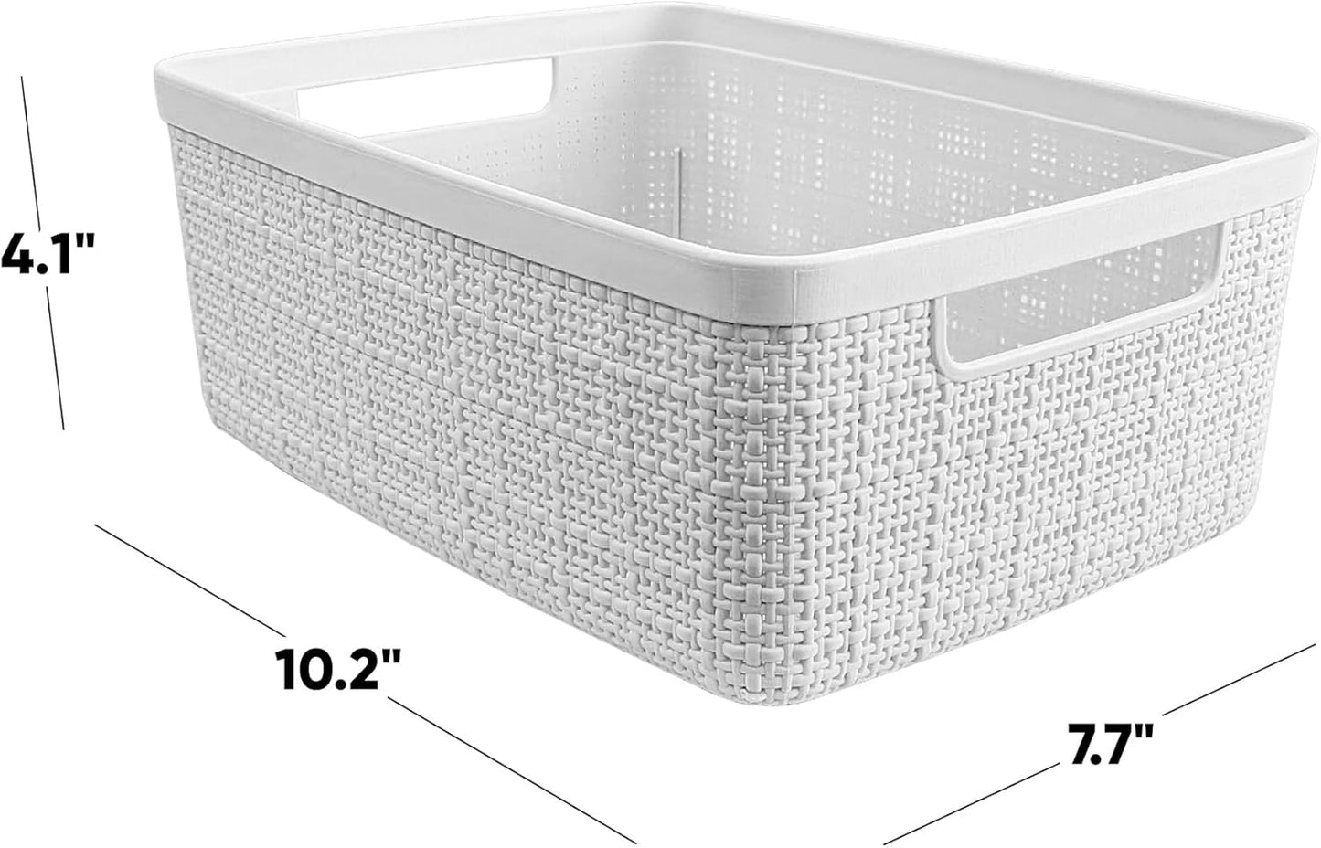 Curver Set of 8 Jute Small Decorative Plastic Organization and Storage Baskets, Perfect Bins for Home Office, Closet Shelves, Kitchen Pantry and All Bedroom Essentials