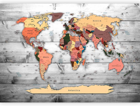 artgeist Premium Wall Mural World Map 98x69 in - XXL Non-Woven Wallpaper Fleece Wall Decor Photo Print Picture Image Design Home Map of The World k-B-0009-a-c