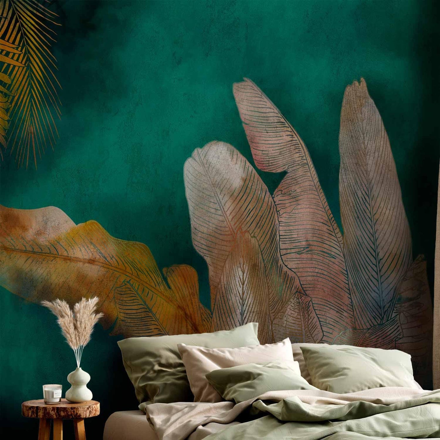 artgeist Premium Wall Mural Jungle 138x101 in - XXL Non-Woven Wallpaper Fleece Wall Decor Photo Print Picture Image Design Leaves Green Yellow Nature b-A-0825-a-a