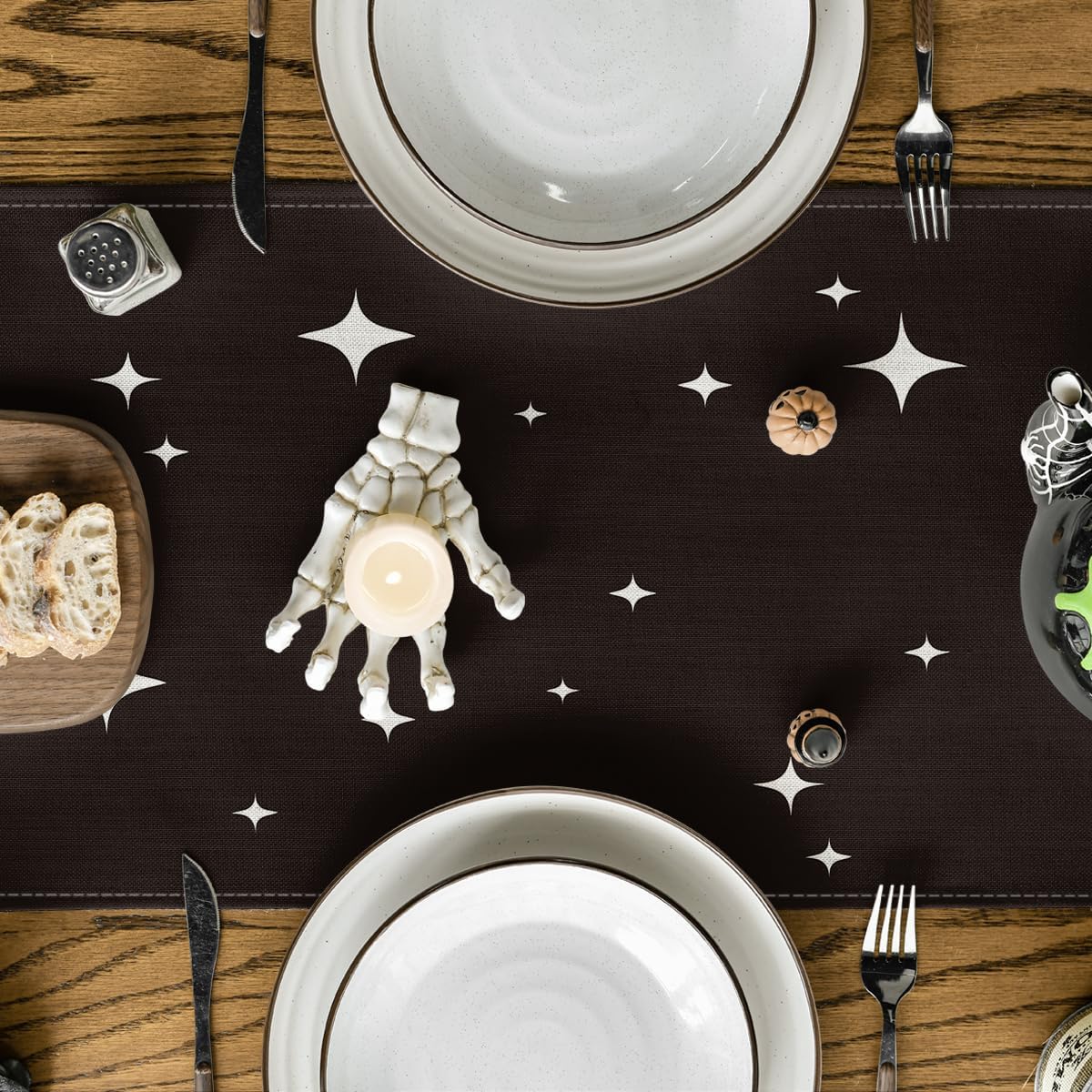 Artoid Mode Spooky Skeleton Spider Bone Halloween Table Runner, Holiday Kitchen Dining Table Decoration for Home Party Decor 13 x 108 Inch