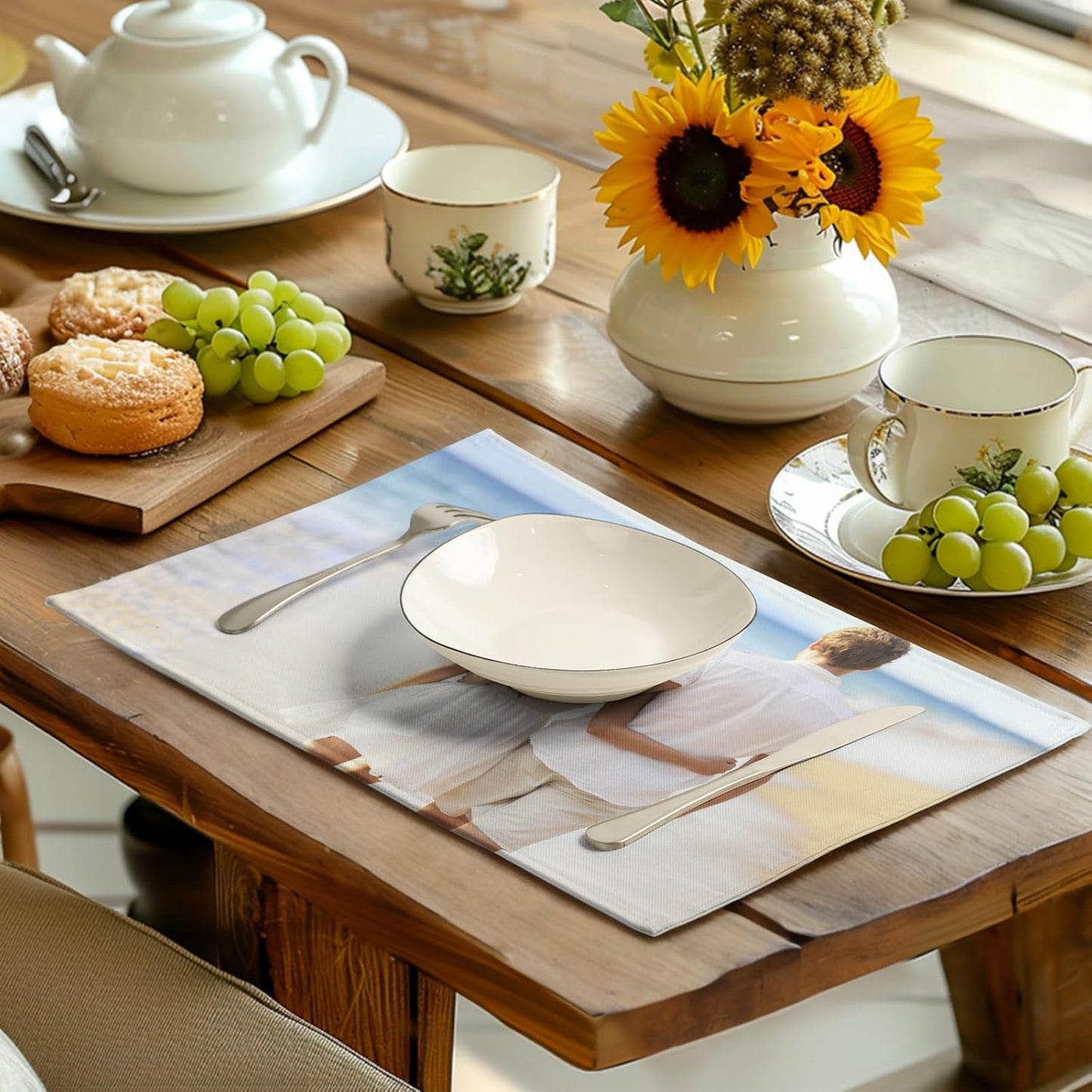Custom Placemats with Picture Text Set of 4 Personalized Photo Place Mats for Dining Tables 12x18 Inch Customized Image Heat Resistant Non Slip Washable Linen Table Mat