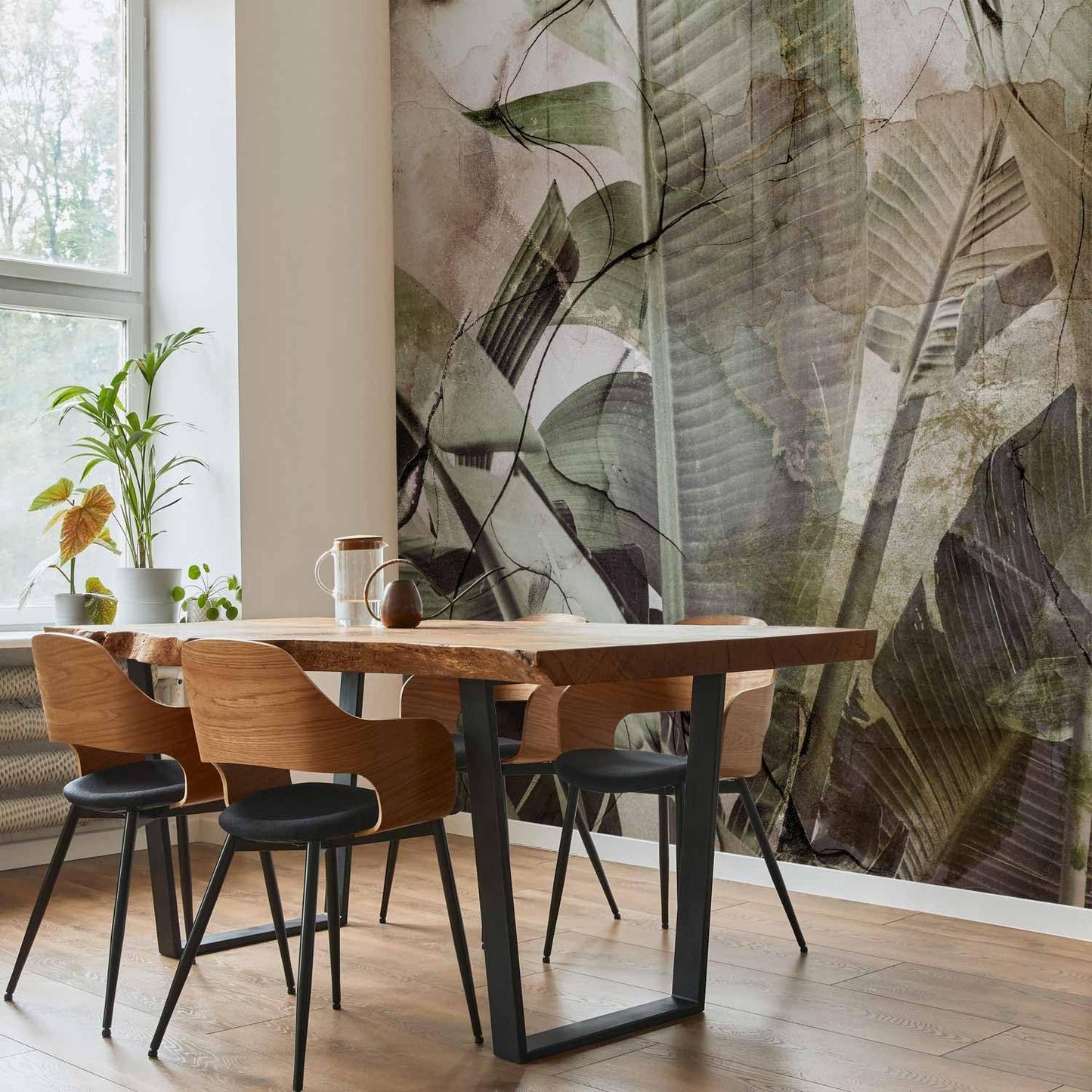 artgeist Wall Mural Tropical Leaves 157x110 in - XXL Non-Woven Wallpaper Fleece Wall Decor Photo Print Picture Image Design Plant Jungle Nature Like Painted b-C-0776-a-a