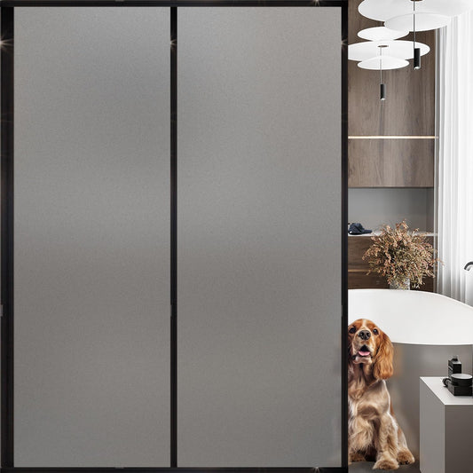 Frosted Glass Window Privacy Film Decorative, Bathroom Privacy Film for Glass Windows Cover, Static Cling, Removable, Reusable, Anti-UV, Anti-Glare, Heat Blocking,Gray,45.2X78.7Inch