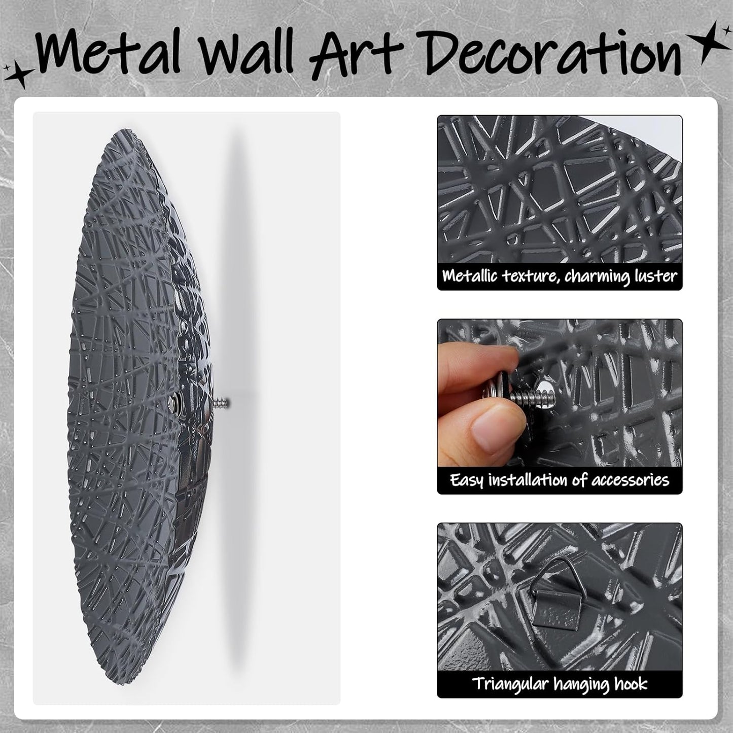 DETENE Metal Plate Art ，Metal round Wall Decor - 8 Pcs with 4 Sizes, Silver & Blue, Modern Wall Hanging Sculptures for Living Room, Office, Apartment, Bathroom, Staircase, Hallway Decorations