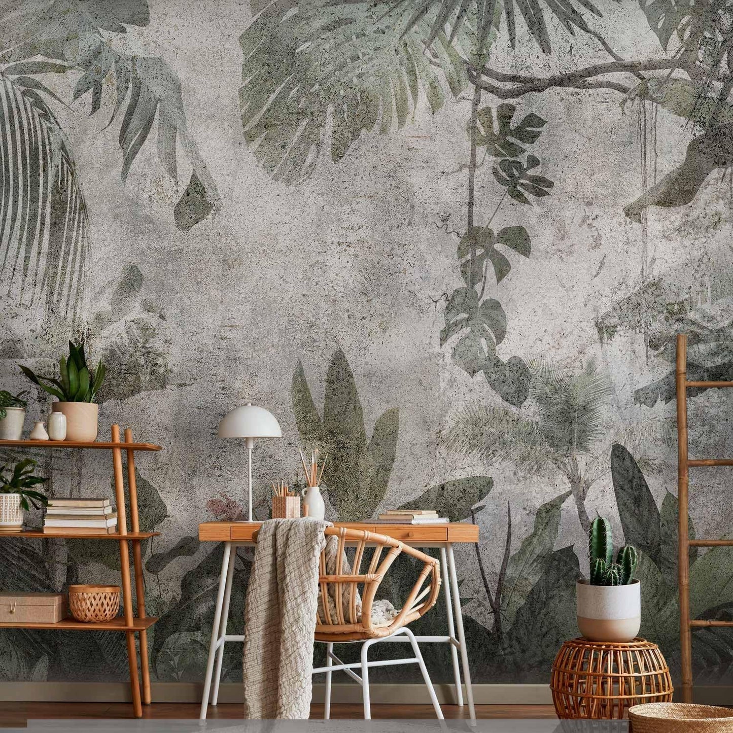 artgeist Premium Wall Mural Tropical Leaves 98x69 in - XXL Non-Woven Wallpaper Fleece Wall Decor Photo Print Picture Image Design Landscape Jungle Nature Monstera Palm Leaves b-C-0821-a-a