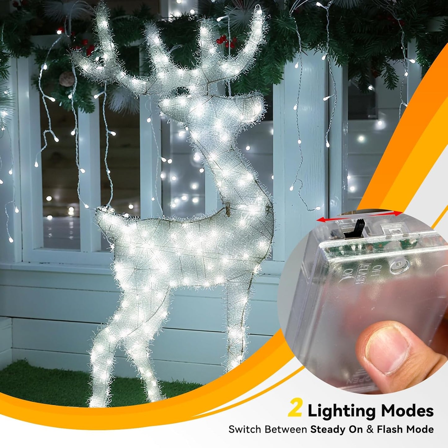 4 Pack 60LED Christmas Fairy Lights Battery Operated - 20FT Twinkle Lights with 2 Lighting Modes Indoor Outdoor, Waterproof Led Fairy String Lights for Bedroom, Classroom, Dorm, DIY Decor, Cool White