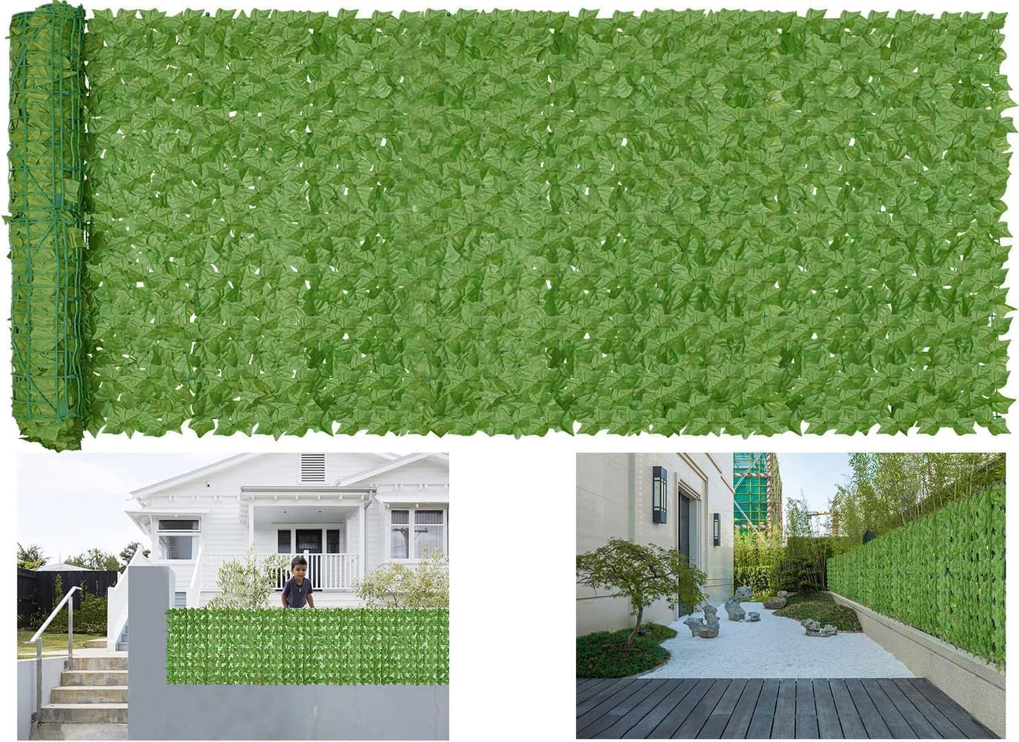 Artificial Ivy Privacy Fence Wall Screen,160x60 in in in UV-Anti Faux Greenery Backdrop Ivy Vine Leaf Hedges Fence Panels for Patio, Balcony, Garden, Backyard Indoor Outdoor Green Wall Decor