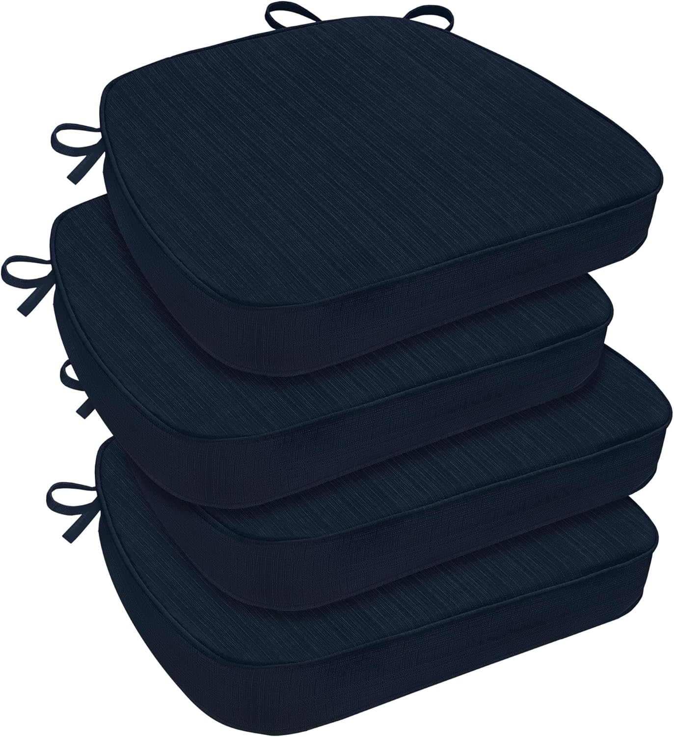 downluxe Chair Cushions for Dining Chairs, Waterproof Kitchen Chair Pads, Non-Slip Dining Seat Cushion with Ties, 17" x 16" x 2.5", Navy, 4 Pack
