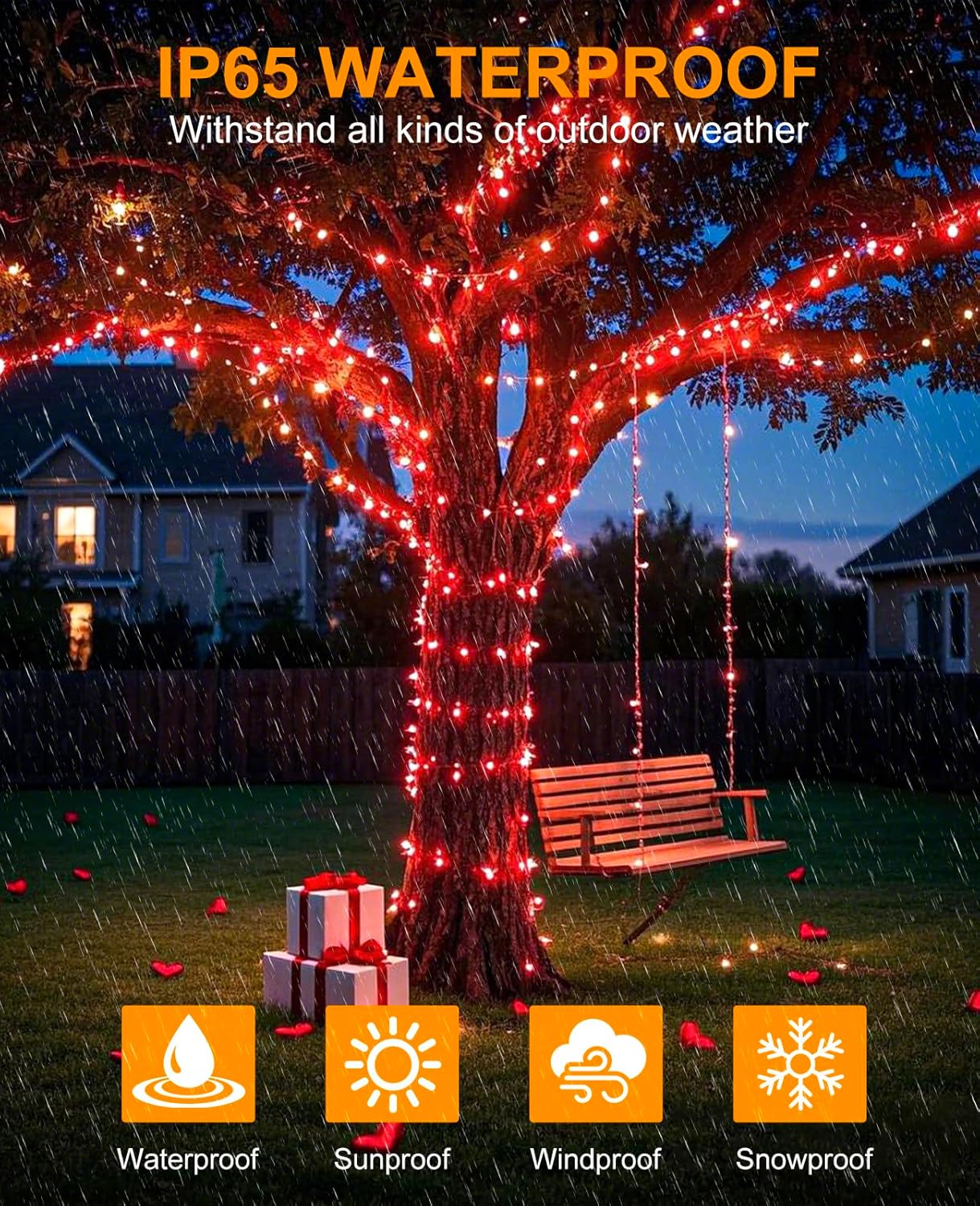 80FT 240 LED Christmas Lights, Connectable Christmas Tree Lights for Outdoor/Indoor, Waterproof & 8 Modes & Timer, Green Wire String Light for Home Garden Xmas Party Holiday Decorations, Red