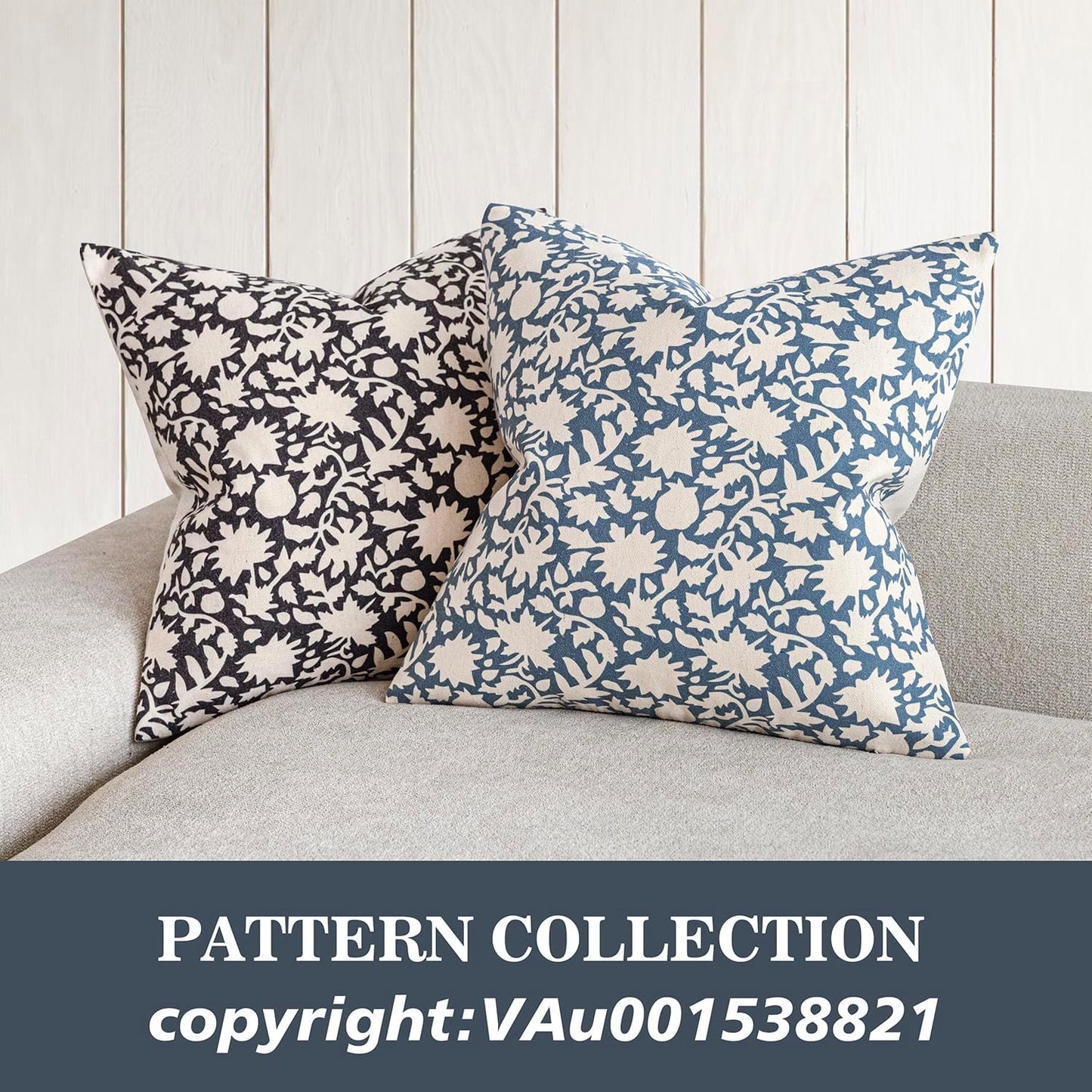 Foindtower Set of 2 Decorative Neutral Floral Throw Pillow Covers Accent Farmhouse Cushion Covers Boho Vintage Pillowcase for Couch Sofa Bedroom Living Room Home Decor Outdoor,24×24 Inch,Dusty Blue