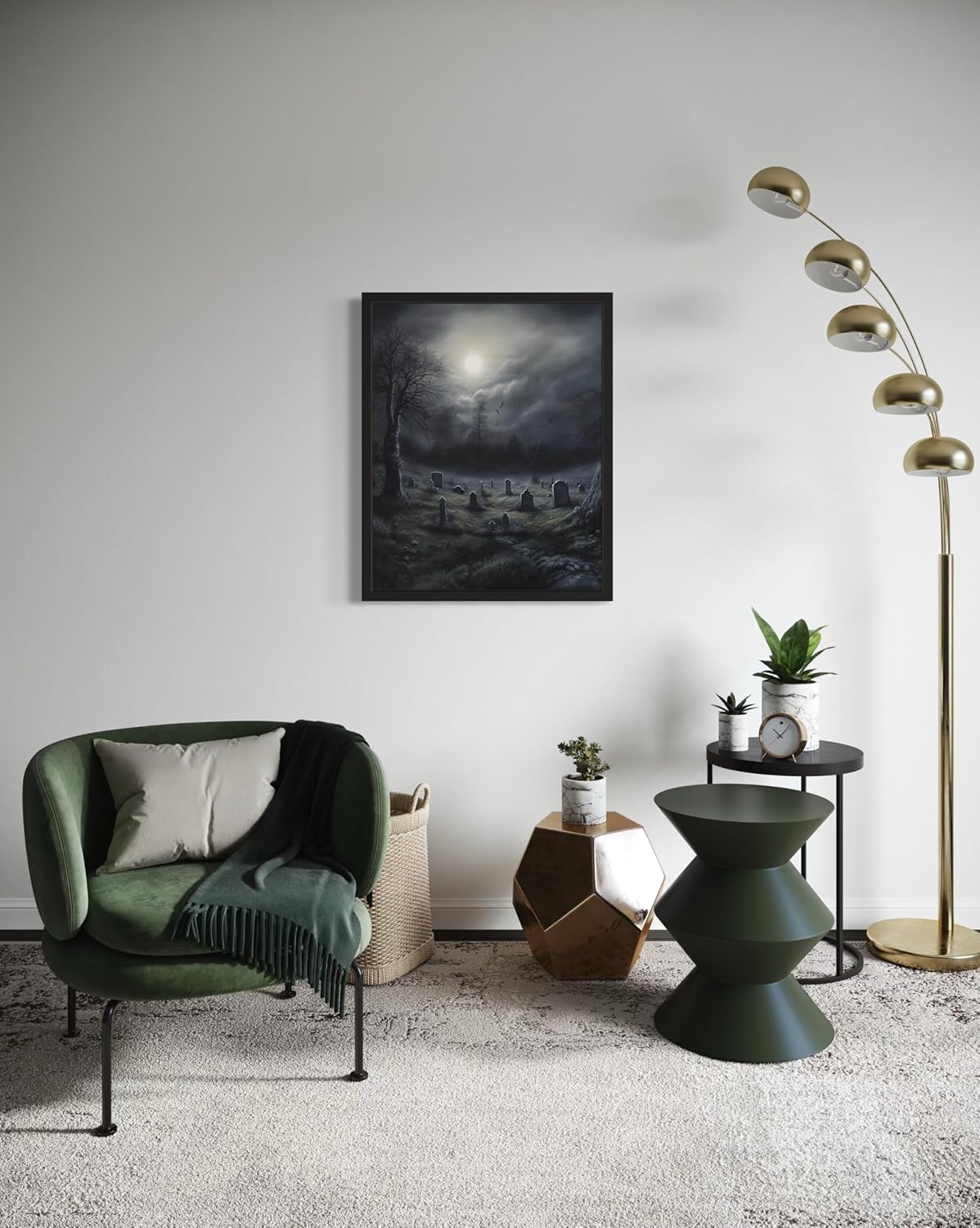 Gothic Graveyard Poster Art Print, Halloween Scary Vintage Wall Art Academia Spooky Painting Decoration for Horror Prints, Posters Bedroom Decor 89 (Gothic Graveyard, 8 x 10 inches, Unframed)