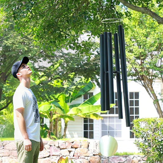 ASTARIN 90 Inch Wind Chimes for Outside with Precision Tuned, Extra Large Handcrafted Wind Chimes Outdoor Bass Tone for Patio, Backyard, Garden, and Outdoor Decor,Black