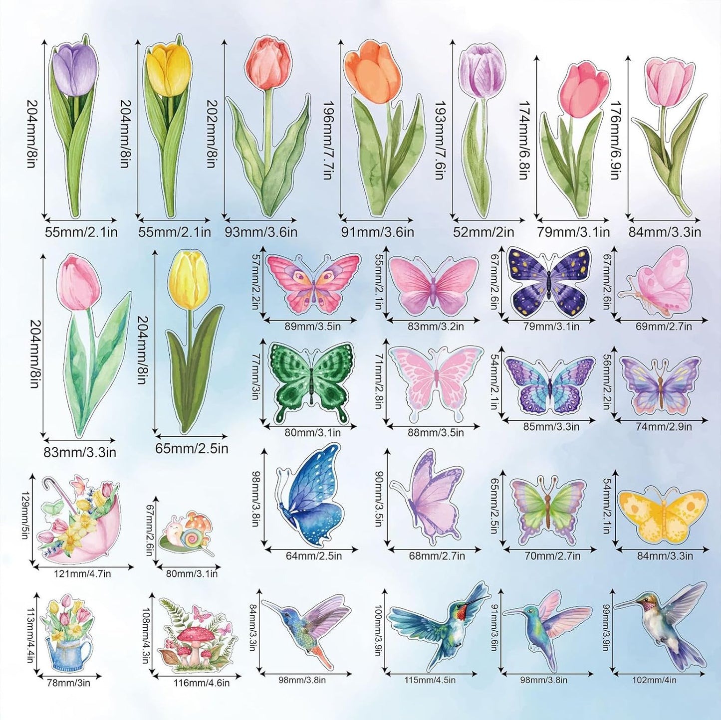 83 PCS Summer Window Clings Spring Flower Window Stickers Decorations for Glass Windows, Easter Tulip Butterfly Flower Window Decals