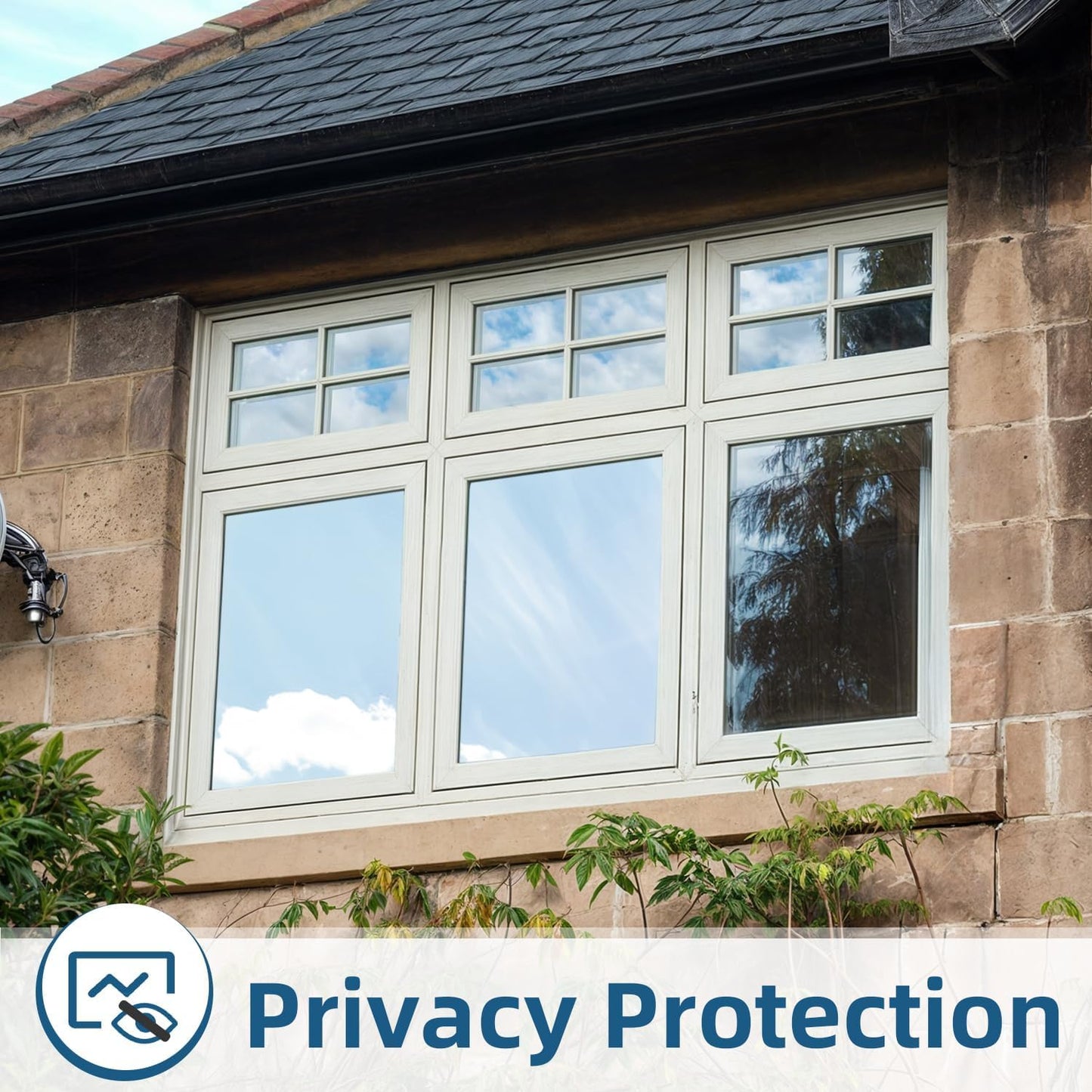 DUOFIRE One Way Window Film Privacy See Out Not in Heat Blocker Window Tint Reflective Mirror Windows Tinting Film for Home Static Cling Anti-UV Sun Blocking Windows Covering（Silver, 45.2x78.7in）