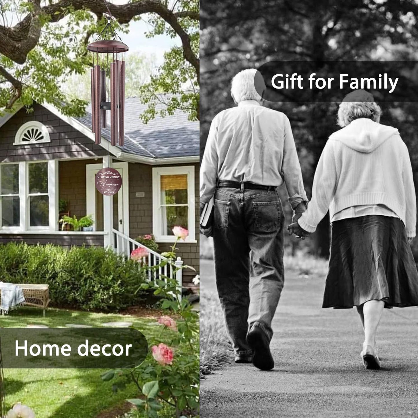 ASTARIN 36" Large Deep Tone Personalized Sympathy Wind Chimes, Memorial Wind Chime for Loss of Mother Father Loved One, Bereavement Gifts Decor Outdoor Patio Garden Graveyard