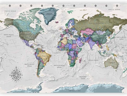 artgeist Premium Wall Mural World Map 79x55 in - XXL Non-Woven Wallpaper Fleece Wall Decor Photo Print Picture Image Design Home Map of The World k-A-0380-a-a