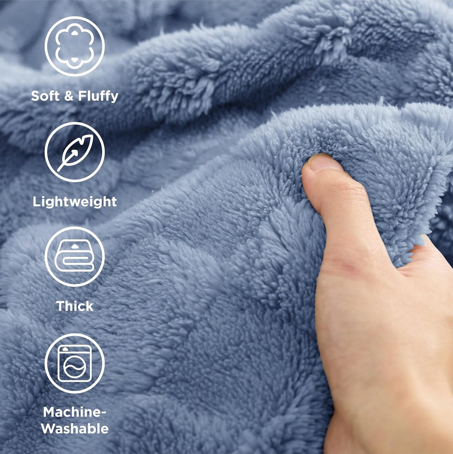Bedsure GentleSoft Blankets Queen Size for Bed - Super Soft Cozy Blanket for Women Men Girls, Large Fuzzy Fleece Throw for Bedroom Decor, Ashley Blue, 90x90 Inches
