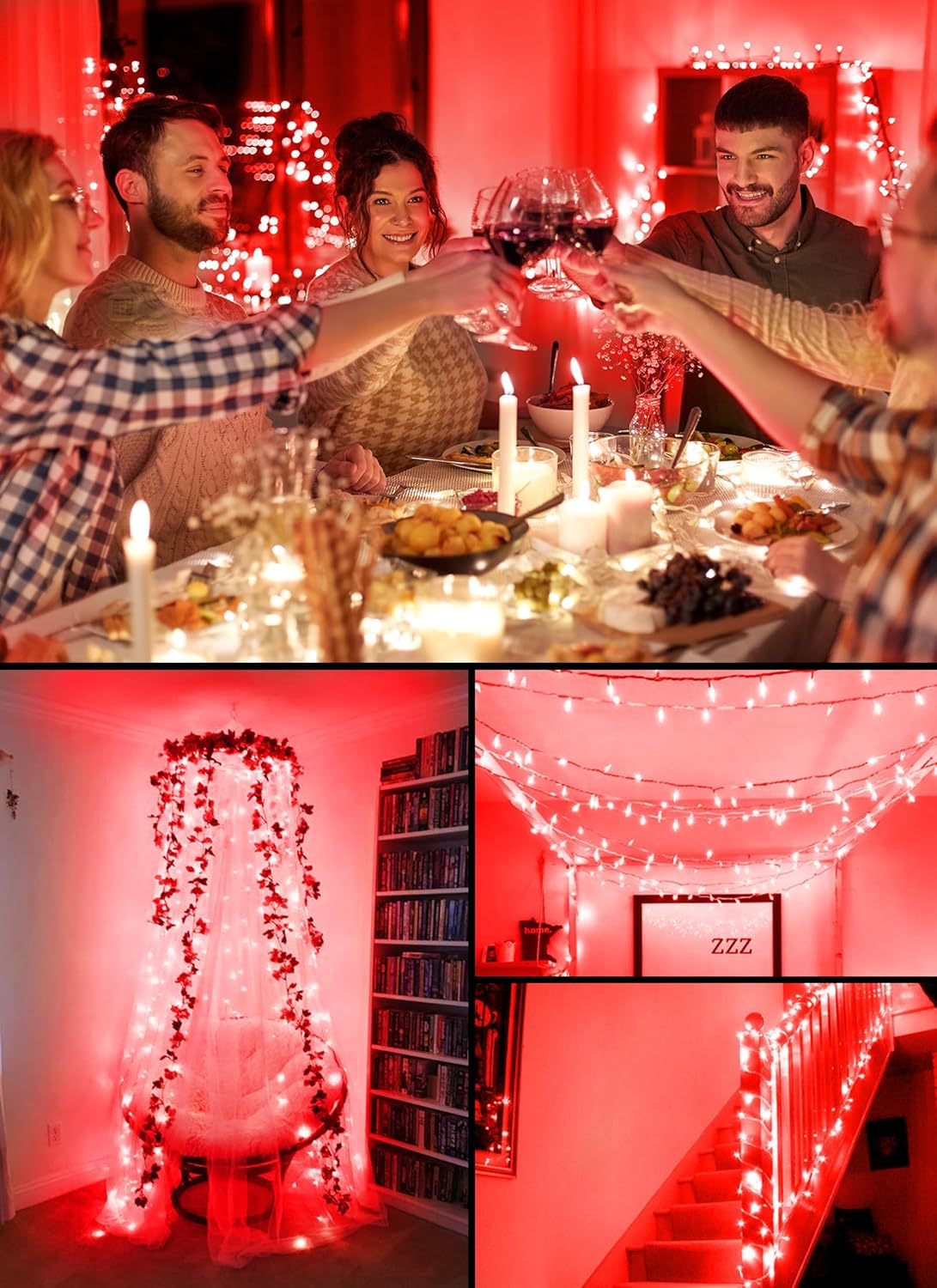 Battery Operated Christmas String Lights, 8ft 20 LED Mini Lights with Timer, Christmas Tree Lights for Indoor Outdoor Bedroom Wedding Party Holiday Xmas Decoration，Red