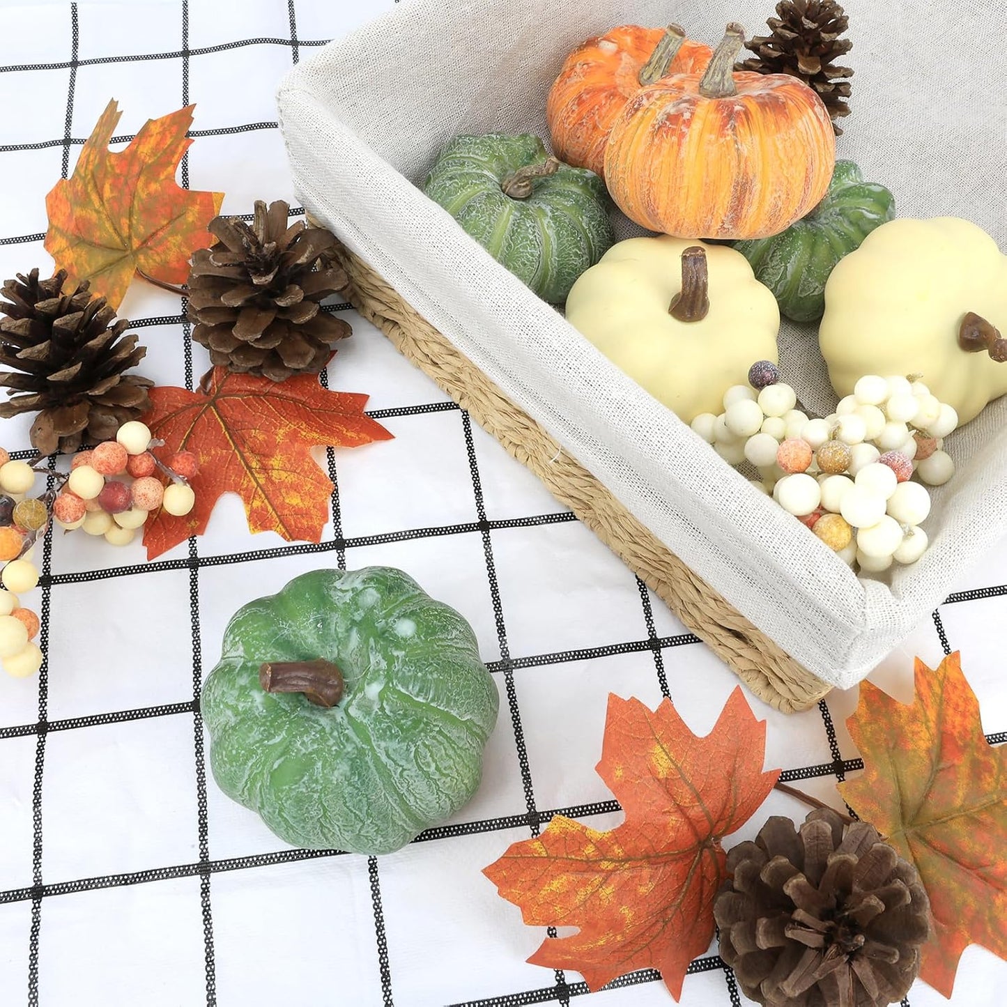 15 PCS Mini Pumpkin Decor - Plastic Pumpkins Fall Decor for Halloween Thanksgiving Artificial Pumpkins Fall Home Decor