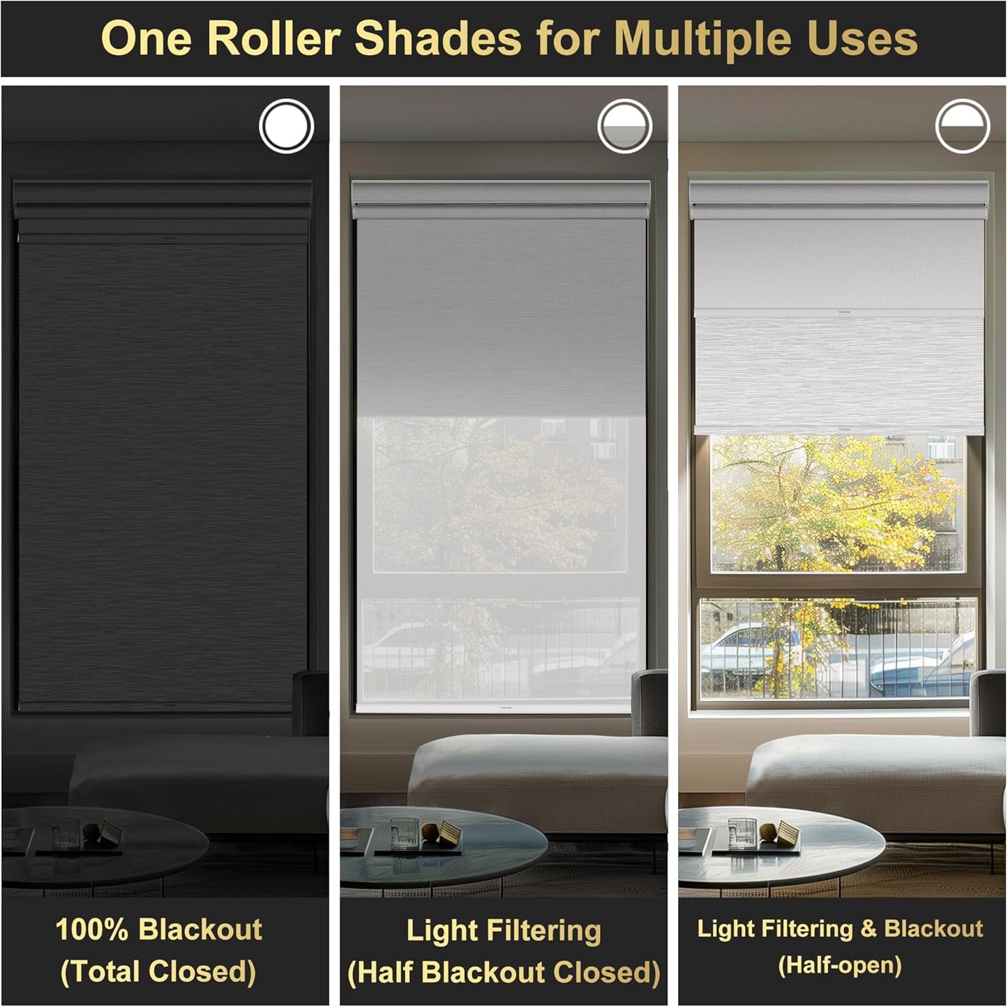 BERISSA Cordless Dual Roller Shades with Cassette Valance, Double Window Shades Blackout and 5% Light Filtering, Day and Night Shades for Home Office. White. Custom Sizes