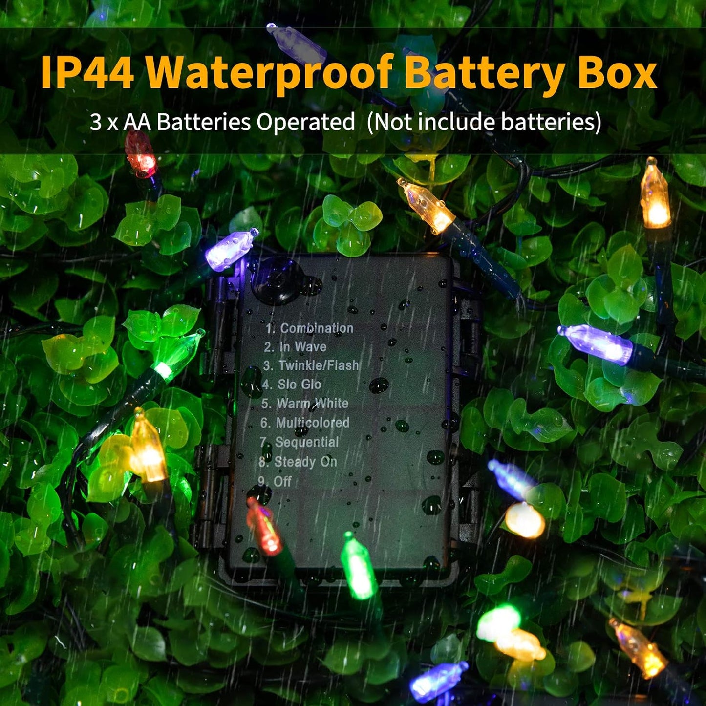 Battery Operated Christmas Lights 2 Pack 18 Feet 50 LED Clear Mini String Lights with 8 Modes Waterproof Tree Lights for Xmas Outdoor Indoor Holiday Party Garden Decor, Warm White + Multicolor