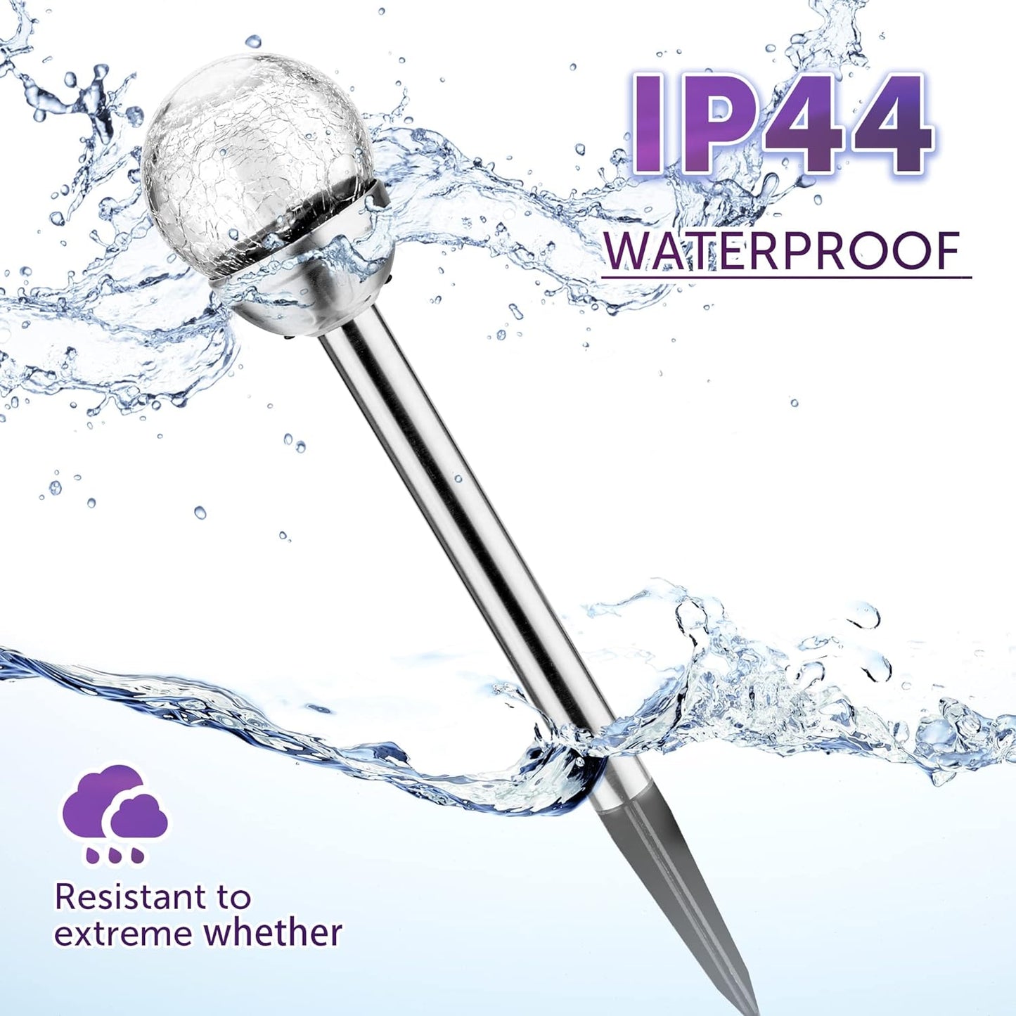 GIGALUMI Solar Outdoor, Cracked Glass Ball Solar Garden Lights, Color Changing Lights Outdoor,Garden LED for Path, Patio, Yard, 3 Pack Pathway