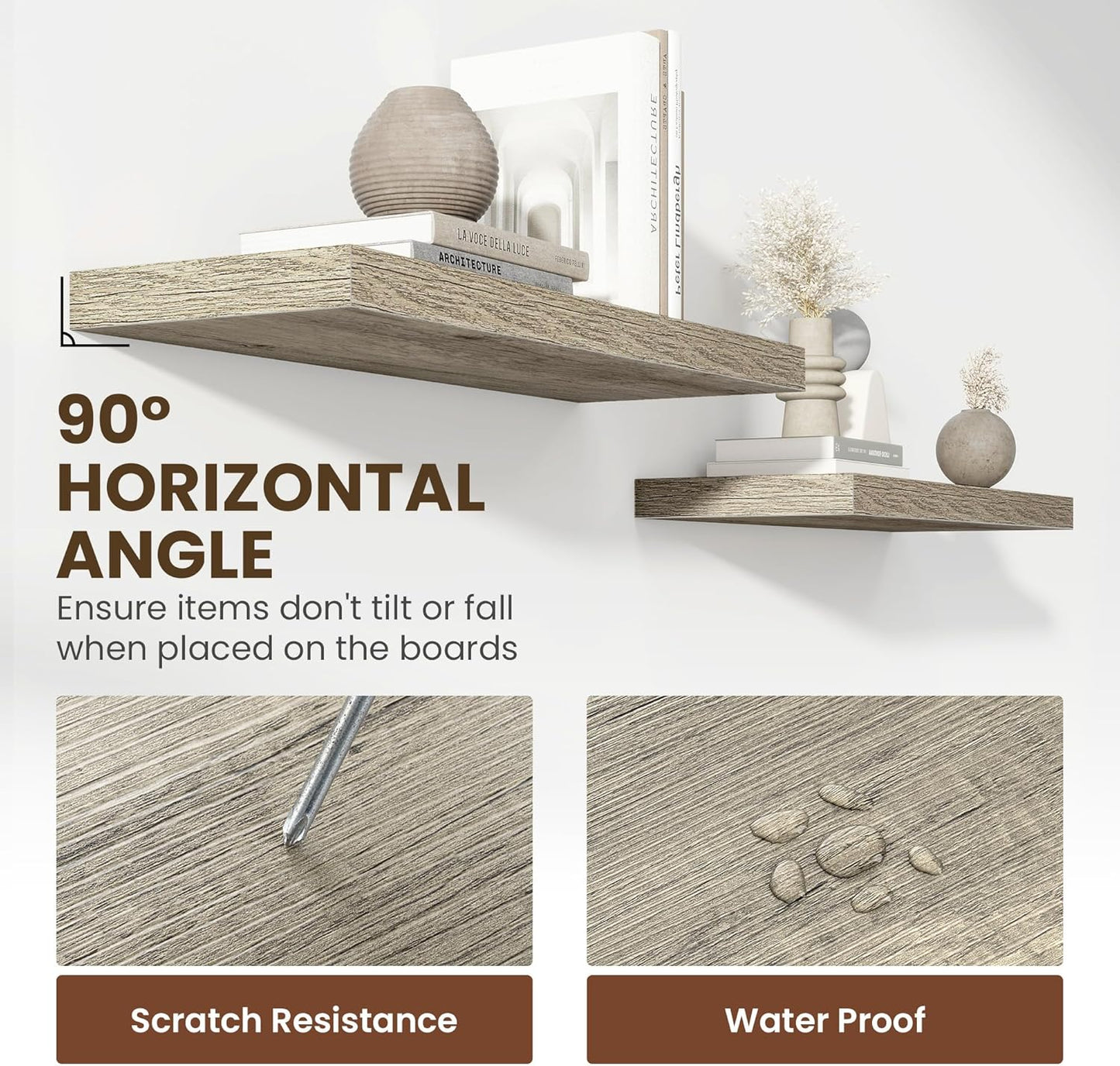 55 Inch Floating Shelves, 12 Inch Deep Floating Shelves for Wall, Floating Shelf with Invisible Brackets, Deep Shelves for Bathroom, Bedroom, Living Room, 1 Pack, Grey