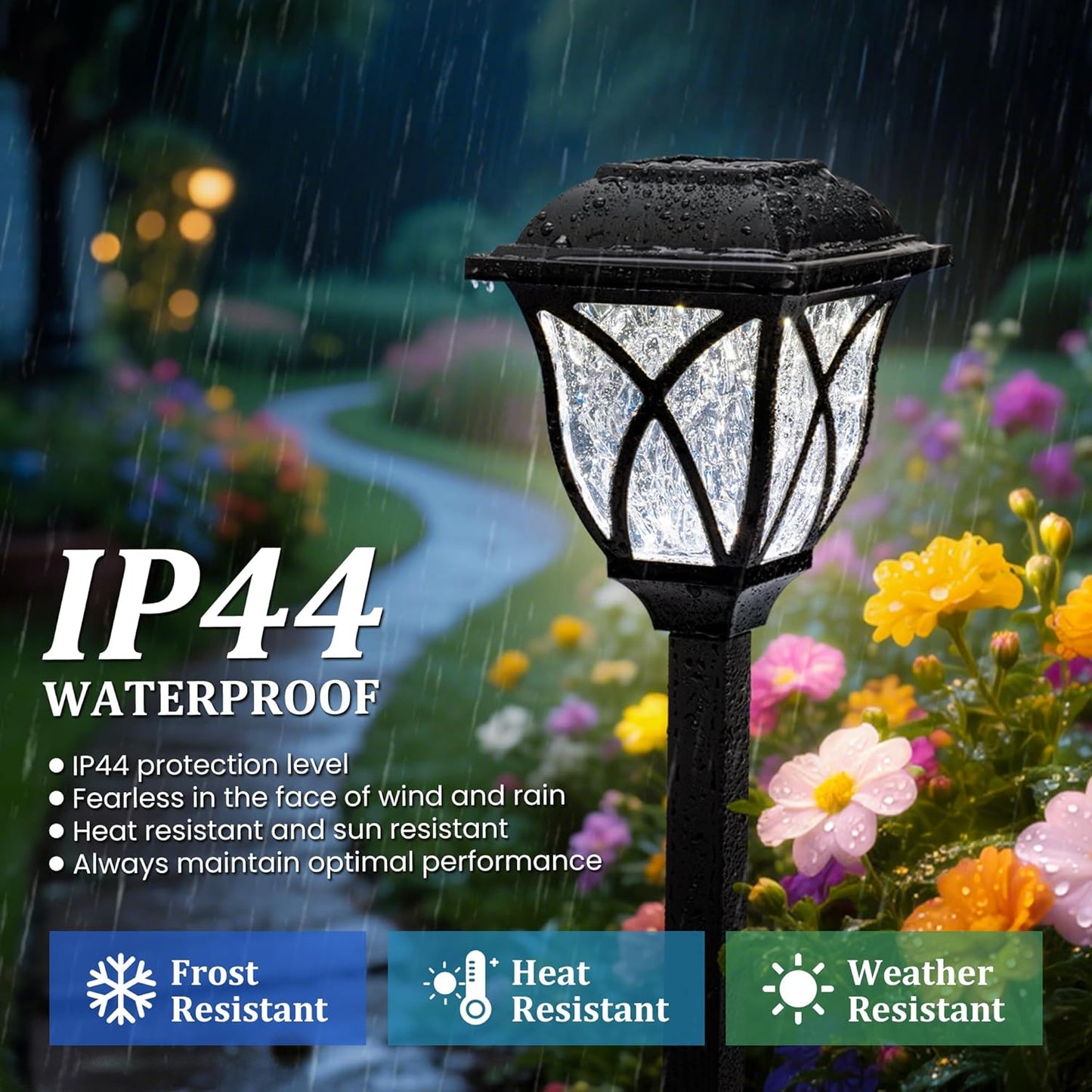 GIGALUMI Solar Lights Outdoor Waterproof, 6 Pack LED Solar Garden Lights, Outdoor Decorations, Garden Decor for Yard, Patio, Landscape, Planter, Walkway (Cold White)