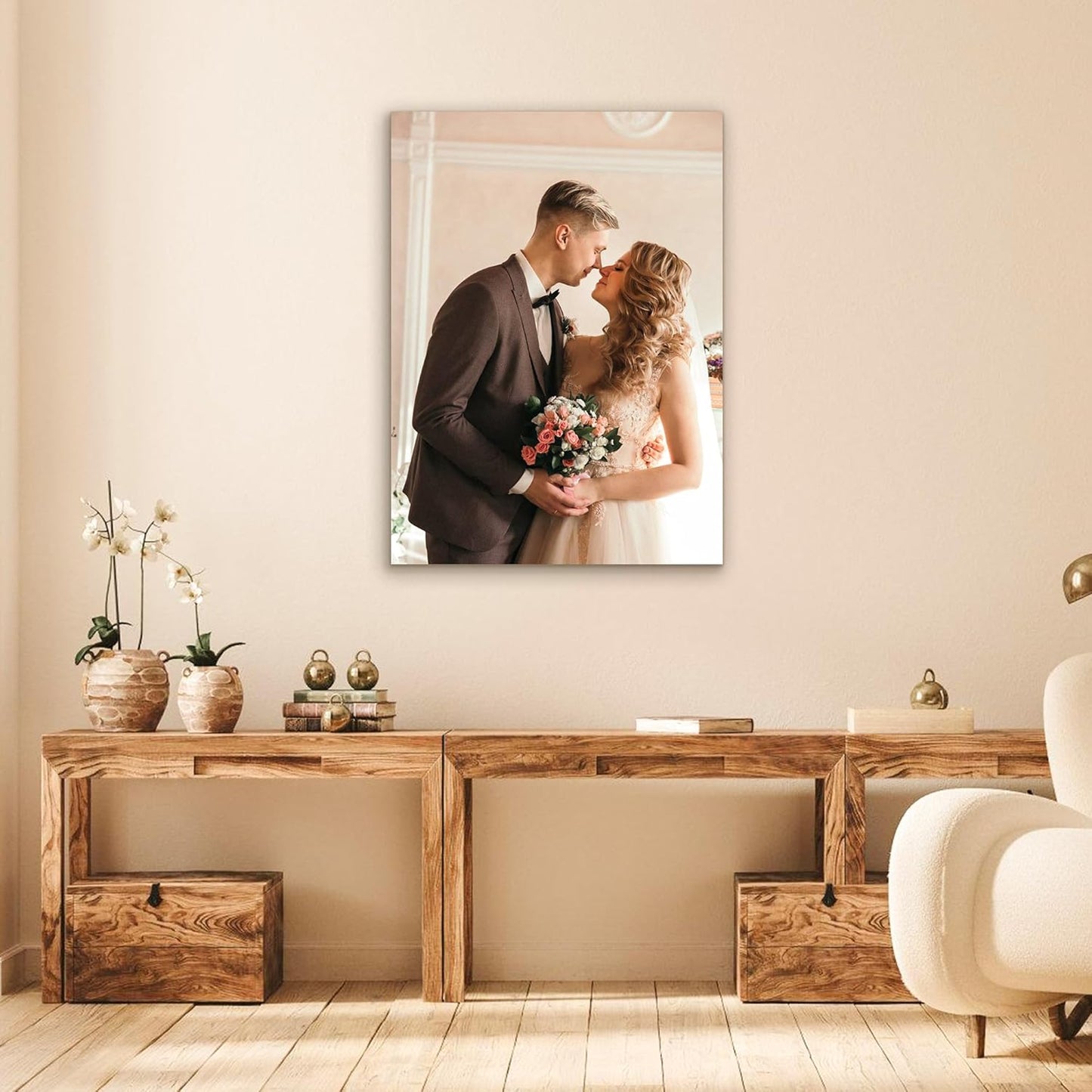 Custom Canvas Prints with Your Photos- Personalized Print Canvas Pictures, Custom Wall Art Gift for Living Room, Bedroom, Wedding Family Baby Pets Framed 30 x 20 inche