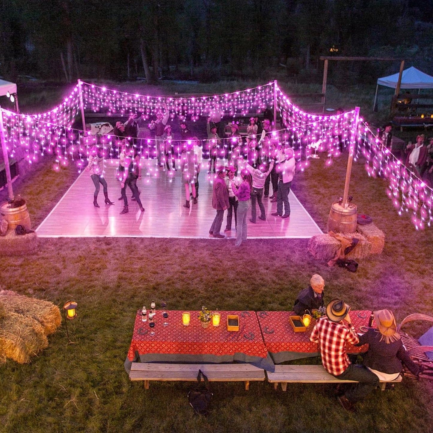 66ft Icicle Lights for Outside, Pink Christmas Lights Outdoor Waterproof for House, 640 LED Twinkle Tree Light with 120 Drops Clear Wire Short Curtain Light for Room Home Wall Indoor Decorations