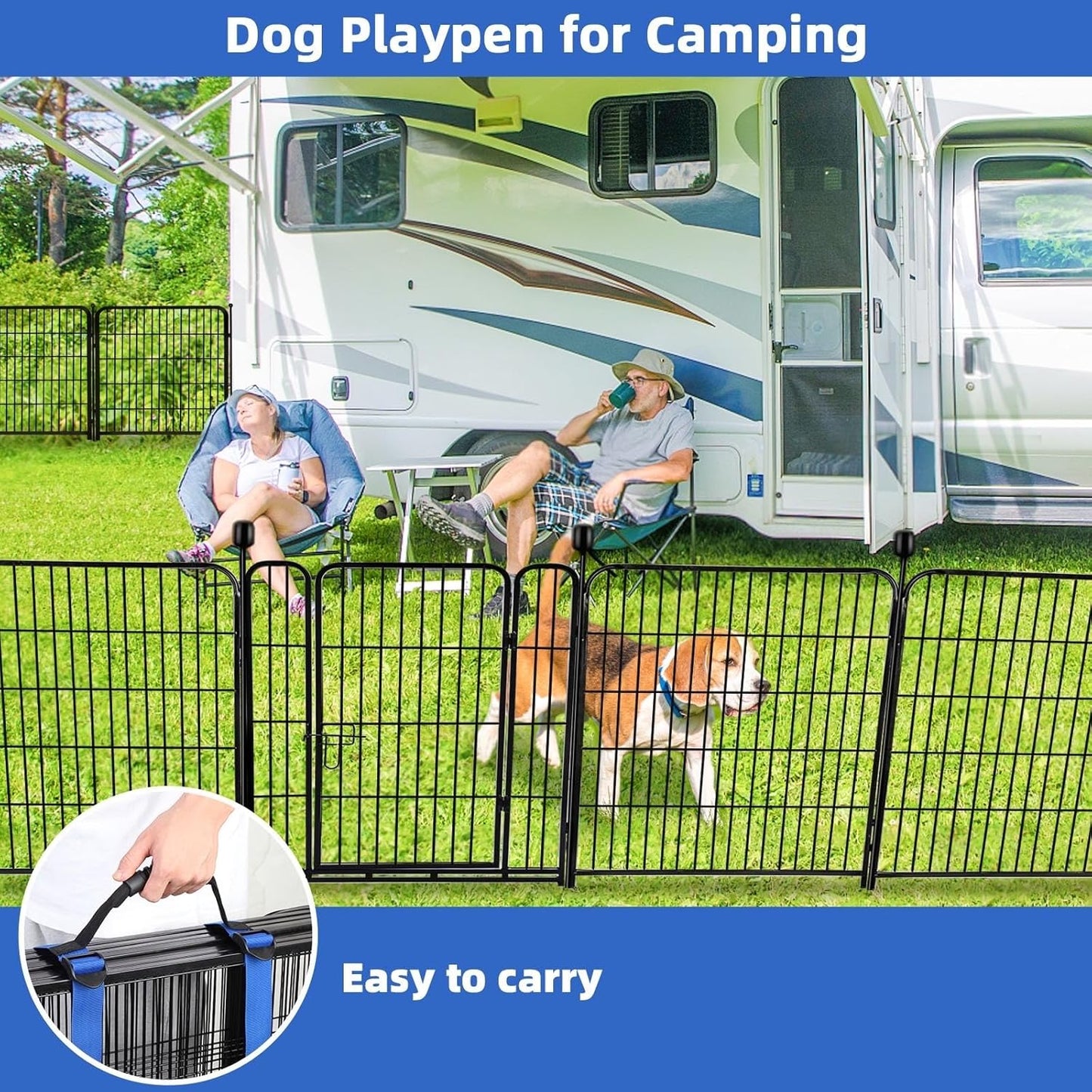 ADAVIN 32 in(H) Garden Fences and Borders,1 Gate+7 Panels Dog Fence Outdoor for Yard, Heavy Duty Iron Metal Animal Barrier Fence, Portable Fence, Flower Garden Fencing,Total 17.7 Ft(L), Black