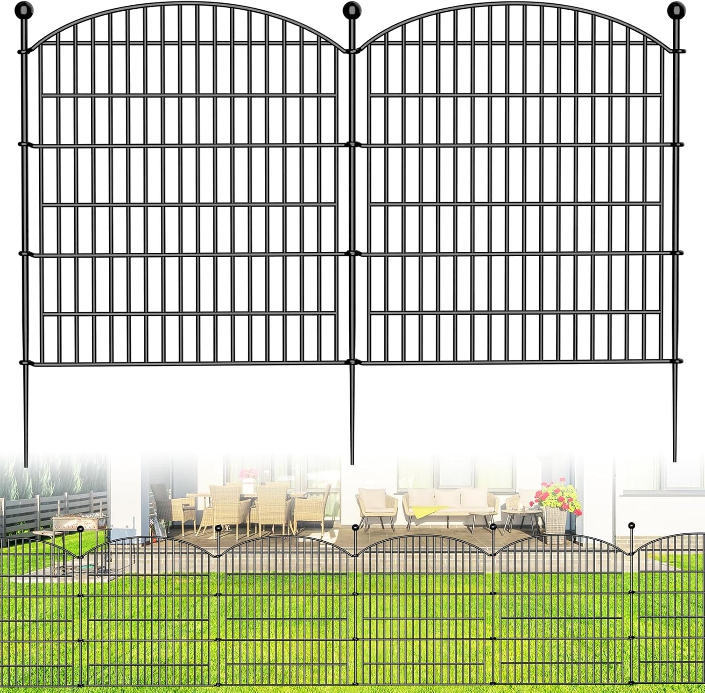 15 Panels Decorative Garden Fence - 32 in (H) x 35.4 ft (L) No Dig Dog Fence Outdoor for Yard, Rustproof Tall Garden Fencecing Panels, Animal Barrier Suitable for Yard Border, Patio, and Outdoor Use