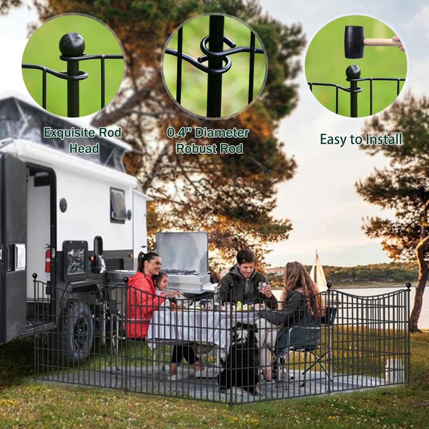 15 Panels Decorative Garden Fence with Gate, 32 in(H) X 35.4 ft(L) No Dig Dog Fence Animal Barrier Outdoor for Yard, Rustproof Metal Garden Edging and Borders, Temporary Fencing Stakes