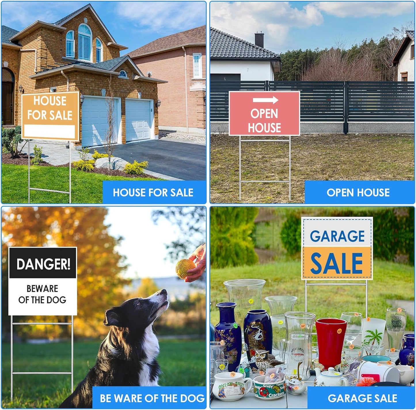 100 Pcs H Stakes for Yard Signs 24'' x 10'' Metal Heavy Duty H Frame Lawn Wire Stakes Weatherproof Metal Sign Holder Bulk for 4mm 5mm Corrugated Signs Board Guidepost Yard House Garden Decor