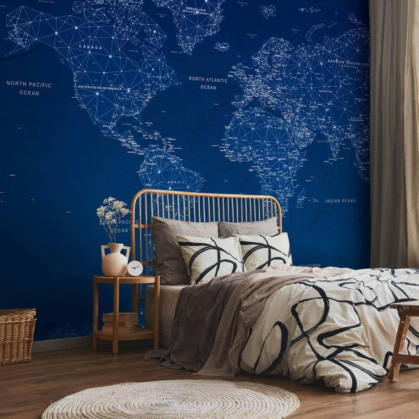 artgeist Premium Wall Mural World Map 98x69 in - XXL Non-Woven Wallpaper Fleece Wall Decor Photo Print Picture Image Design Home Map of The World k-A-0125-a-a