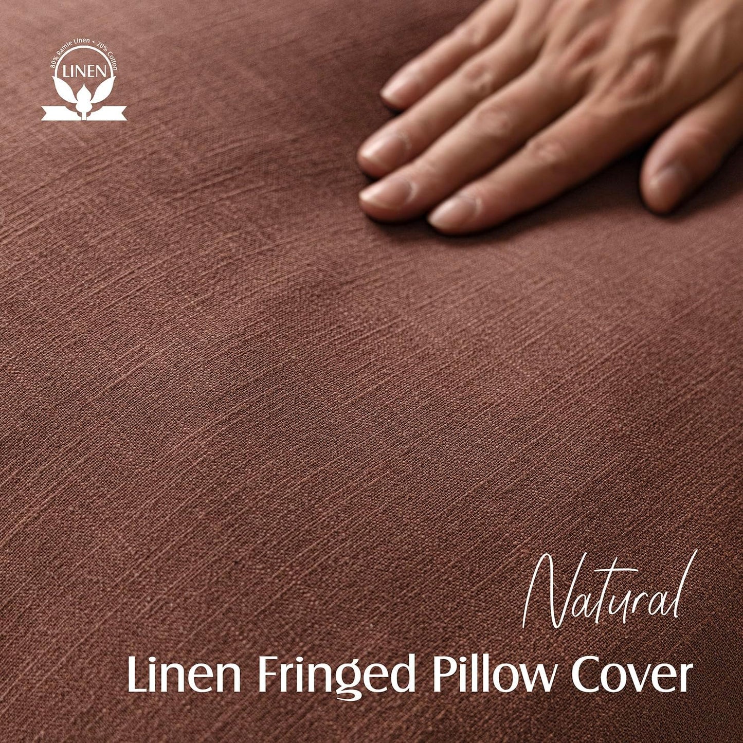 Foindtower Set of 2 Decorative Linen Fringe Throw Pillow Covers Boho Farmhouse Cushion Cover with Tassels Soft Accent Pillowcase for Couch Chair Sofa Bed Living Room Home Decor,18×18 Inch,Rust Red