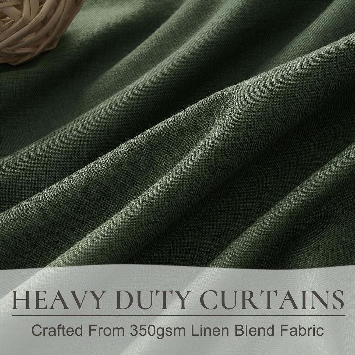 2 Panels Thermal Curtains for Summer Heat, Pinch Pleated Linen Sound Absorbing Total Blackout Curtain 105 Inches Long for 104&106 Inch Windows Drapes for Living Room W40 xL105 Olive Green