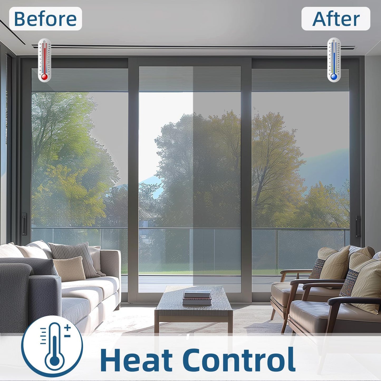 DUOFIRE One Way Window Film Privacy See Out Not in Heat Blocker Tint Reflective Mirror Tinting Film for Home Static Cling Anti-UV Sun Blocking Window Covering（Dark Silver, 11.8x78.7in）