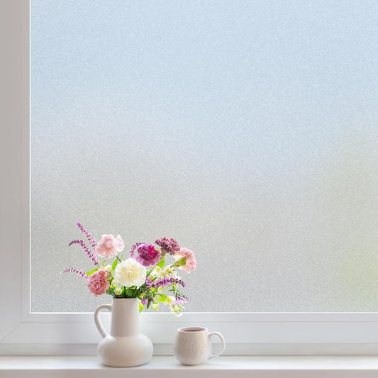 DOWELL Window Privacy Film, Frosted Glass Window Film, Static Cling Non-Adhesive Glass Clings, Sun Blocking Opaque Coverings, Reusable Door Stickers for Bathroom Home Office, Pure, 23.6"x78.7"