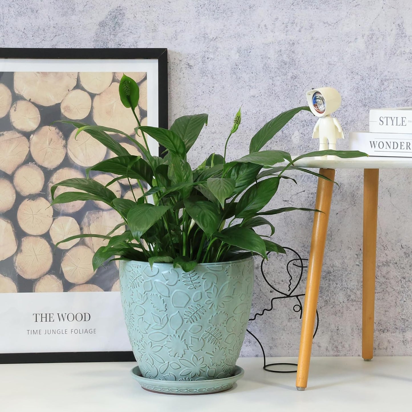 10 inch Plant Pots Ceramic Planter with Drainage Holes and Saucer for Multiple Plants, Indoor-Outdoor Garden Pots for Succulent, Orchid, and Flower