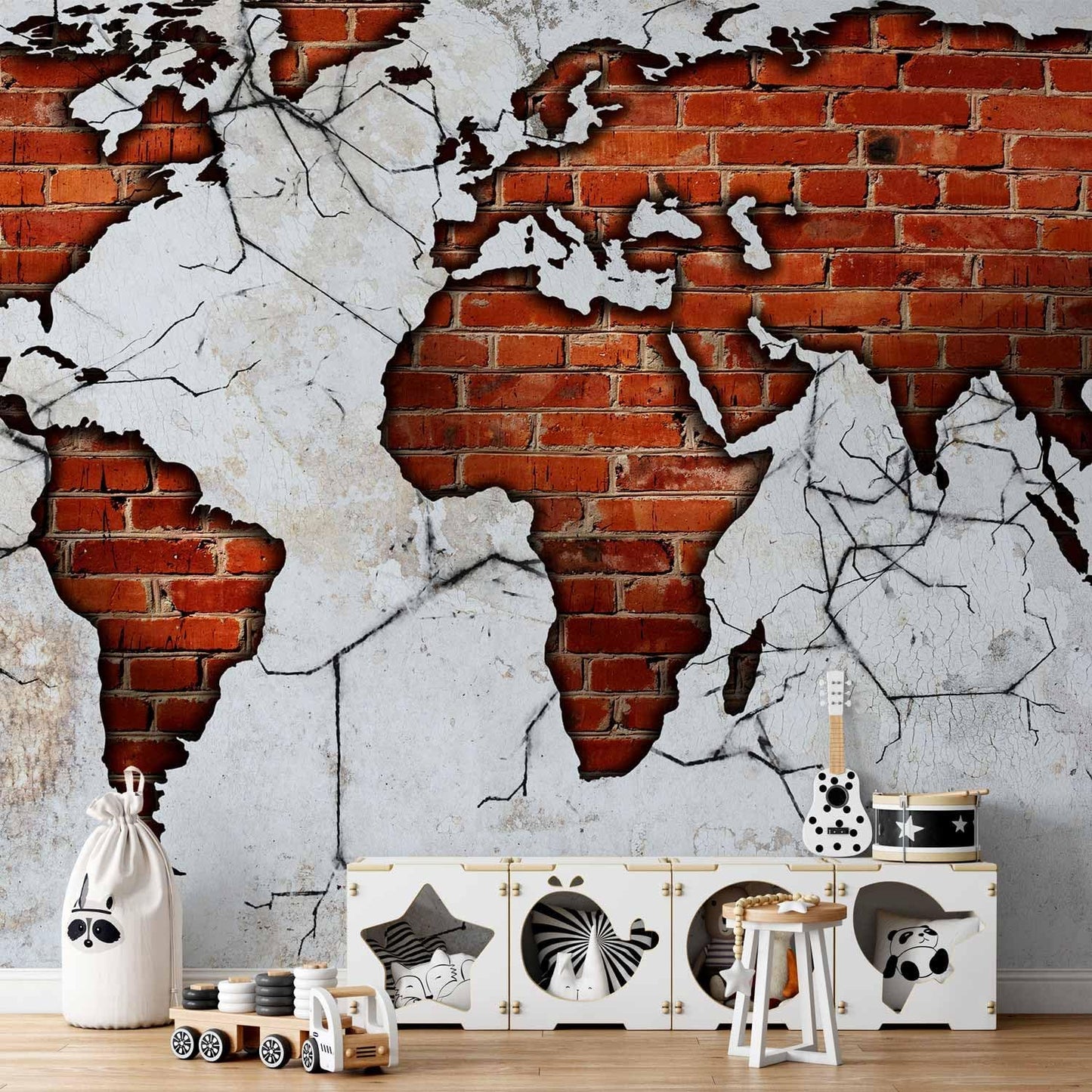 artgeist Wall Mural World Map 135x101 in - XXL Peel and Stick Self-Adhesive Wallpaper Removable Large Sticker Foil Wall Decor Print Picture Image Design Map of The World k-A-0495-a-a